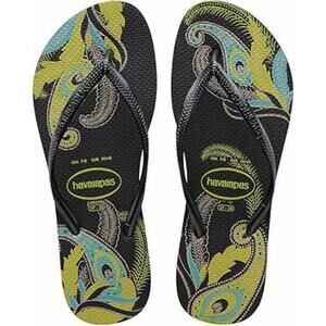 Havaianas Womens Slim Organic Sandal Flip Flops Black/Grey Size 7/8